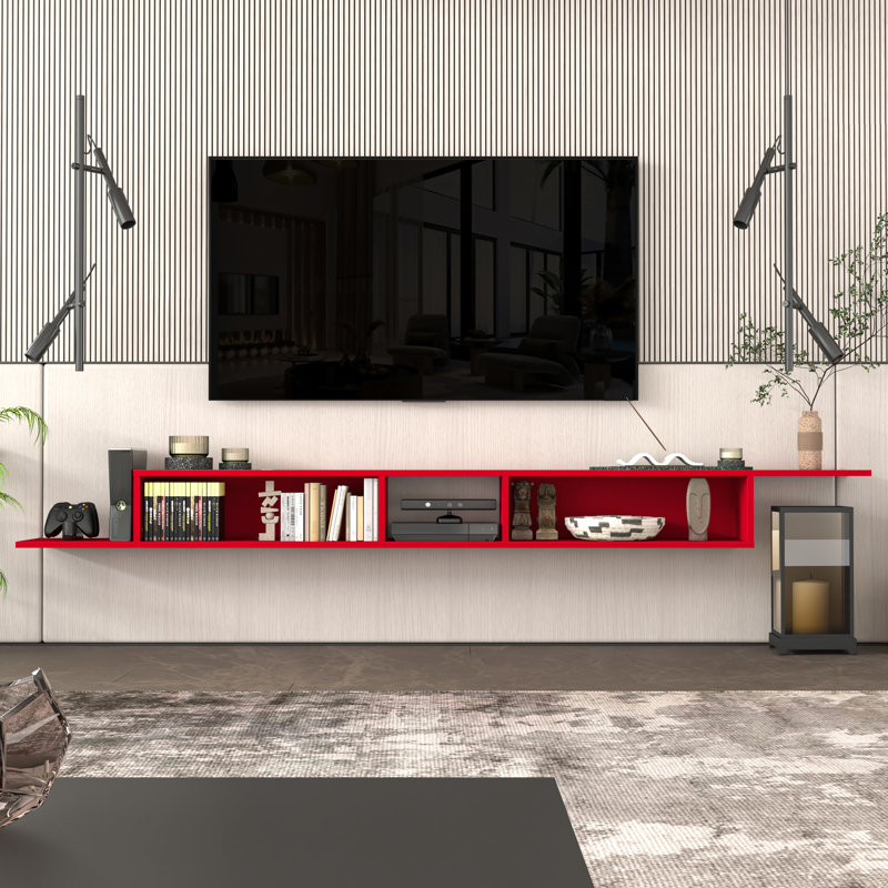 Carnforth 100'' Floating Tv Stand, Red