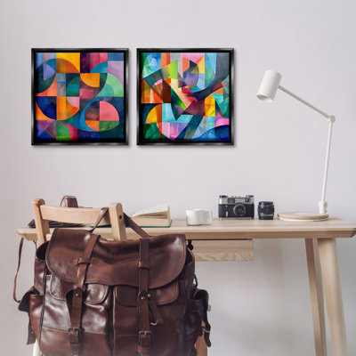 «Eye Catching Abstract Shapes», ensemble de 2 toiles flottantes encadrées par Lazar Studio