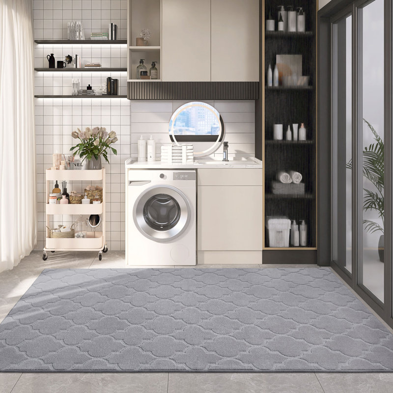 Non-Slip Geometric Doormat, Grey, 182.9cm W x 274.3cm L