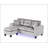74"W Gray Velvet Reversible Sectional Sofa Chaise With LED Light, USB Port, Nailhead Trim, Throw Pillows, Tufted Cushion-1595419260