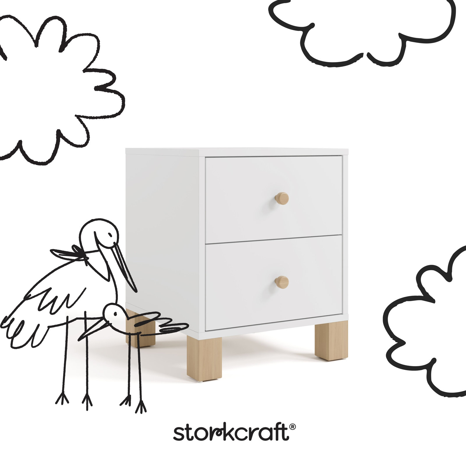 California Nightstand, White