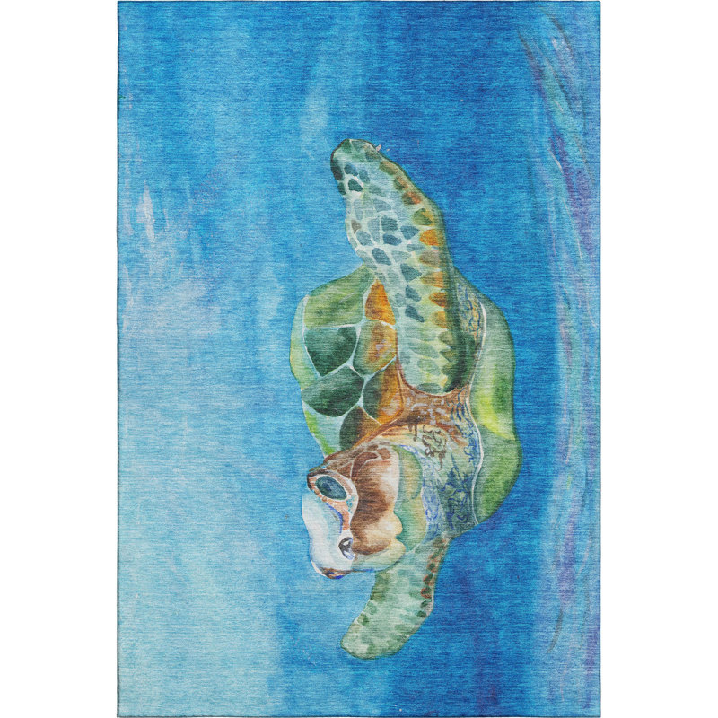 Premium Machine Washable Mayfield AMF148 Ocean Rug, Rectangle 10' x 14'
