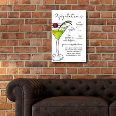  «Appletini Recipe» par Susan Ball, art mural en verre acrylique, 16 po x 24 po