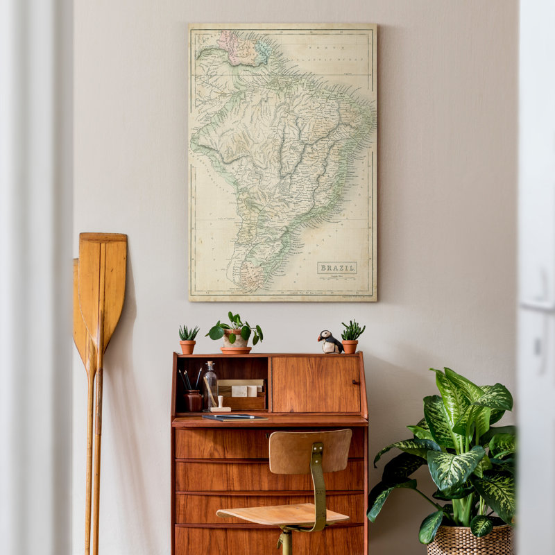 Carte du Brésil - reproduction sur toile tendue, H 36 po x l 24 po x P 1 po