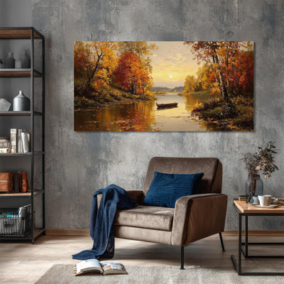 Art mural d'automne, décoration murale d'automne, art mural sur toile d'automne, art mural d'automne, art mural nature, peintures d'automne, décorations murales pour salon, chambre à coucher, toile prête à être suspendue, 16 po x 32 po