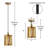 5"W Brushed Gold Metal Pendant Light with Wood Shade