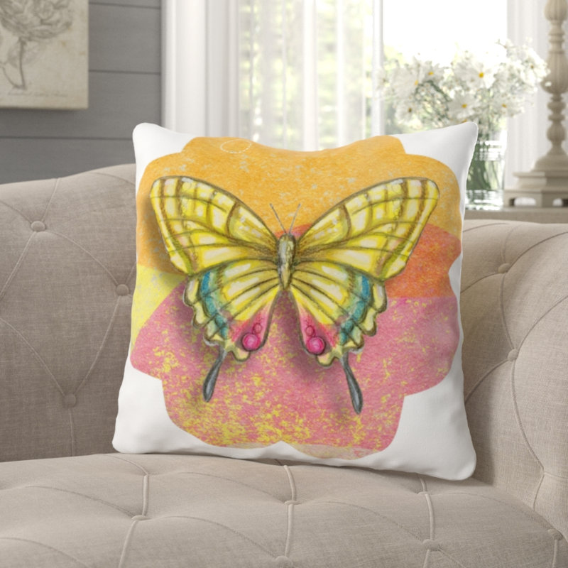 Coussin décoratif papillon Joseph, Microsuède, Intérieur