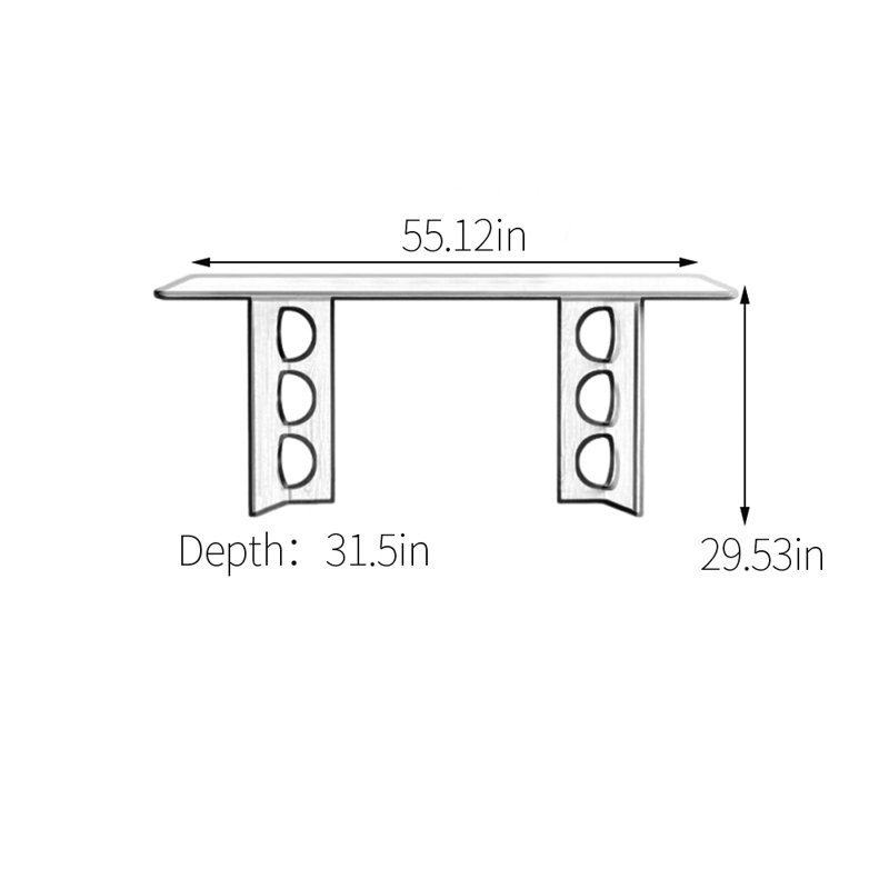Table de salle à manger en frêne, H 29,53 po x L 55,12 po x l 31,5 po