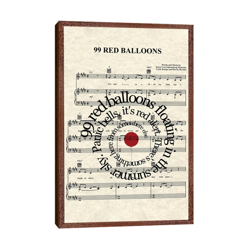99 Red Balloons - Print on Canvas, Classic Brown Wood Framed, 66.04 cm H x 45.72 cm W