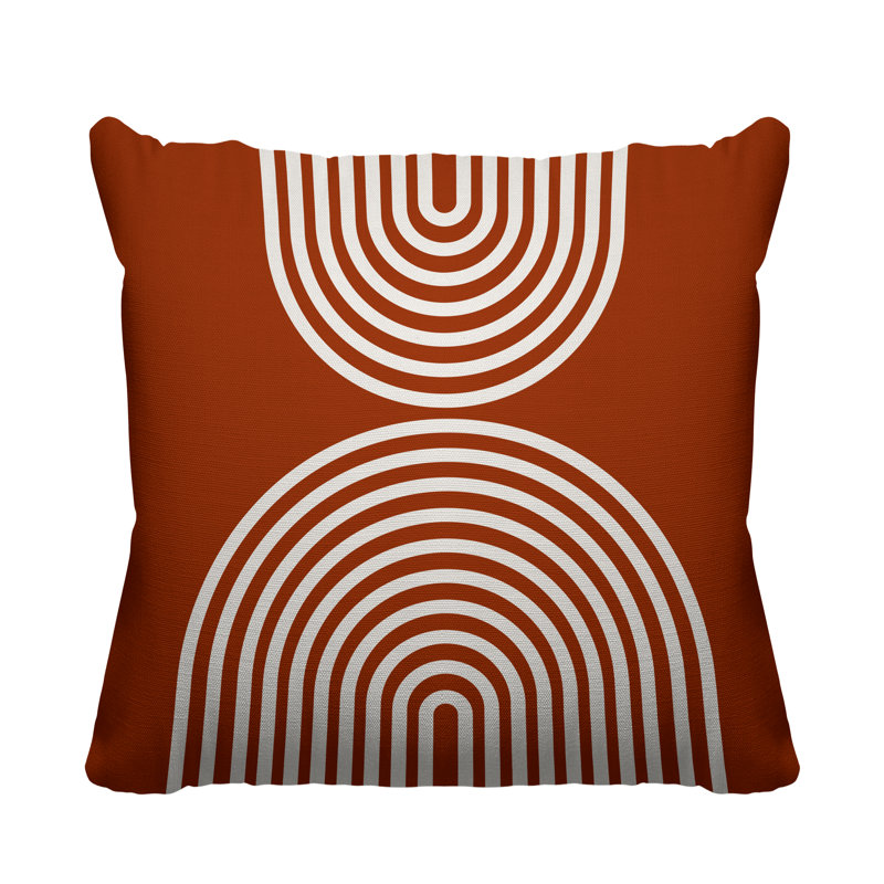 Coussin décoratif intérieur / extérieur Hali, L 15 po x H 15 po, Orange brûlé