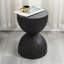 Table d'appoint / de bout ronde 12,2 po - Bois de manguier massif, rétro brûlé - noir-129581398