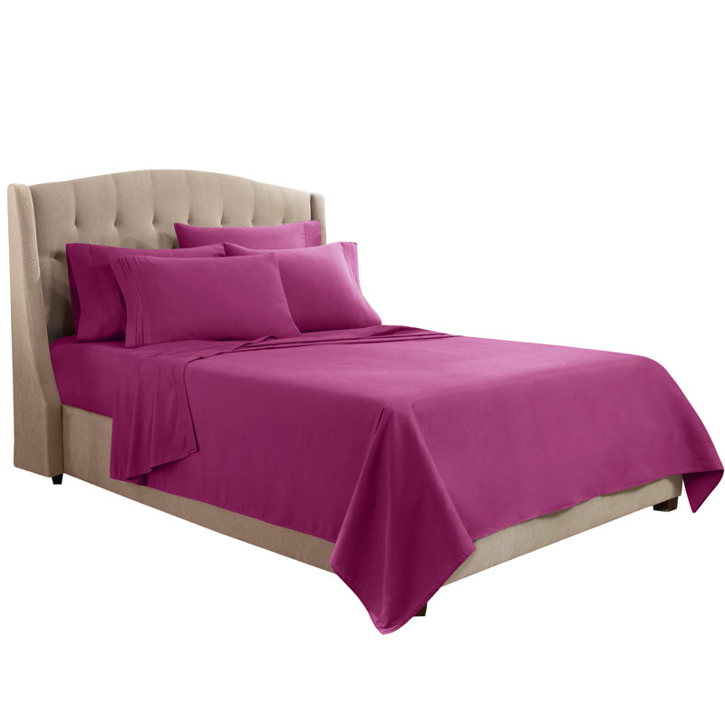 Microfiber Sheet Set, Queen Sheet Set + 1 Fitted Sheet + 4 Pillowcases, Magenta