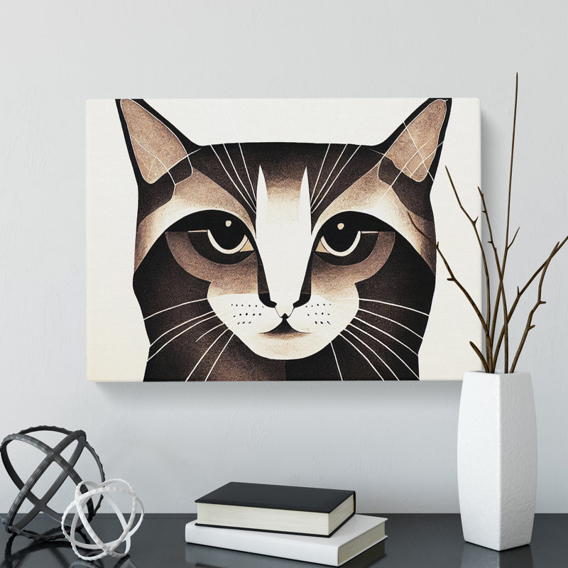Cat Illustration - Wrapped Canvas Print, 40cm H x 60cm W x 3cm D