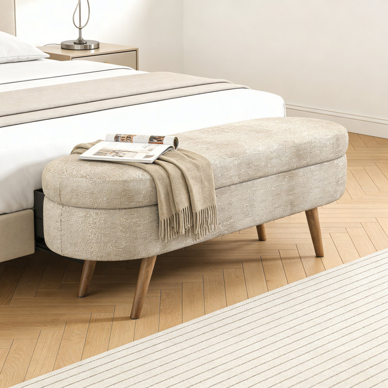 Upholstered Storage Bench, Brown