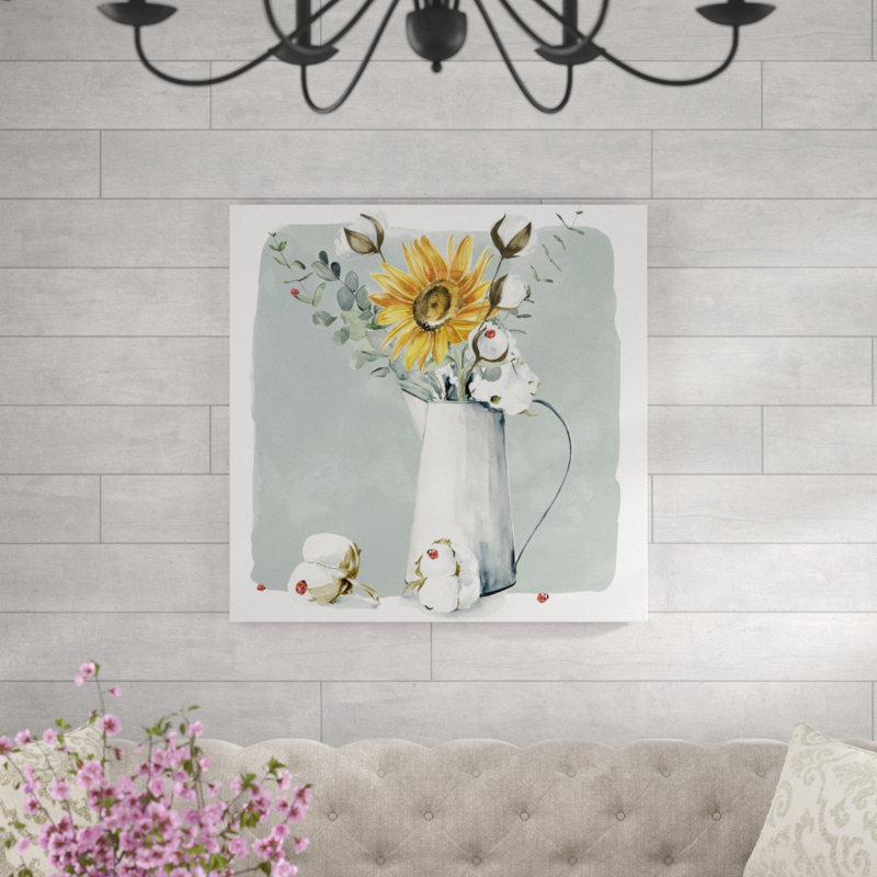 «Cotton Bouquet I», peinture sur toile, H 12 po x l 12 po, Toile tendue