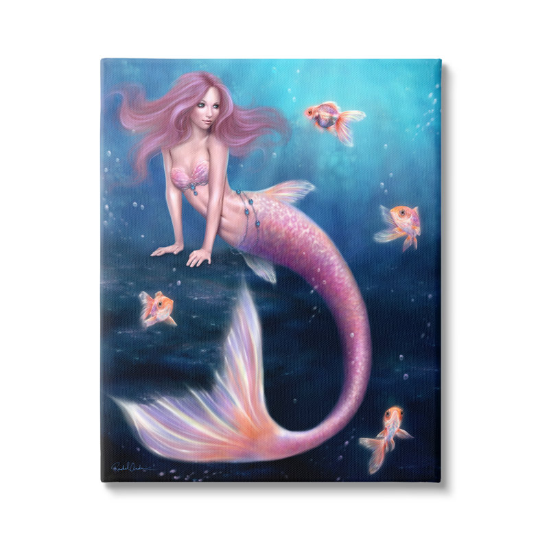 «Aurelia Mermaid In Sea» par Rachel Anderson, reproduction, H 20 po x l 16 po x P 1,5 po