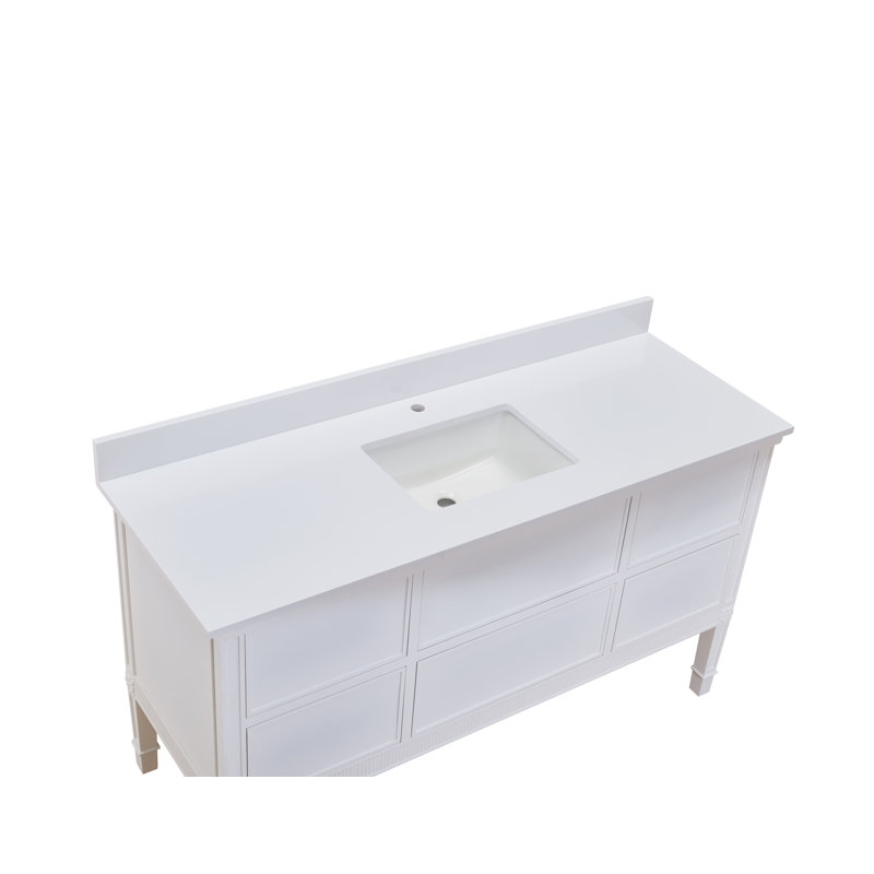 Milano White 61" Composite Stone Vanity Top with Sink