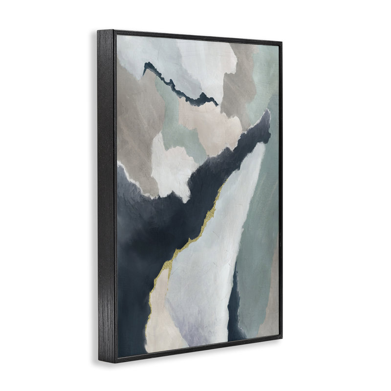 Giclée encadrée Cool Water Lines, design par J: L Design, H 18 po x l 12 po, Giclée encadrée noir minuit
