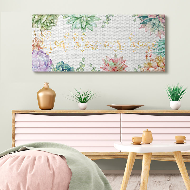 God Bless Our Home Expression, H 20 po x l 48 po x P 1,5 po, Toile tendue