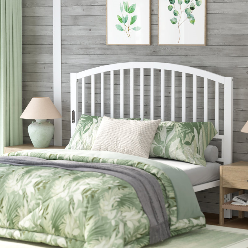 Arch Slats Metal Headboard, White, Queen