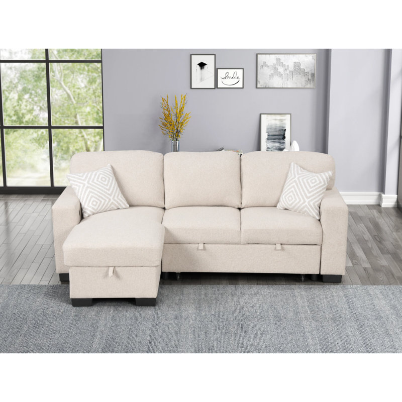 Canapé modulaire réversible avec lit gigogne Pacific, Tissu beige