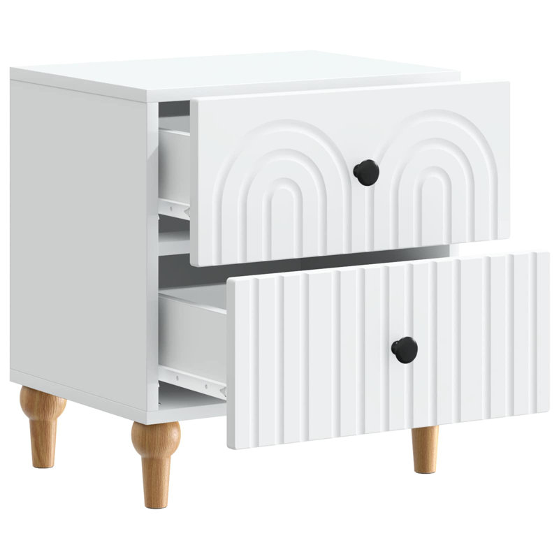 43cm W Manufactured Wood Bedside Table, White