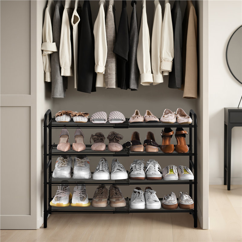 Expandable Shoe Rack for Entryway Hallway, 20 Pairs, Black