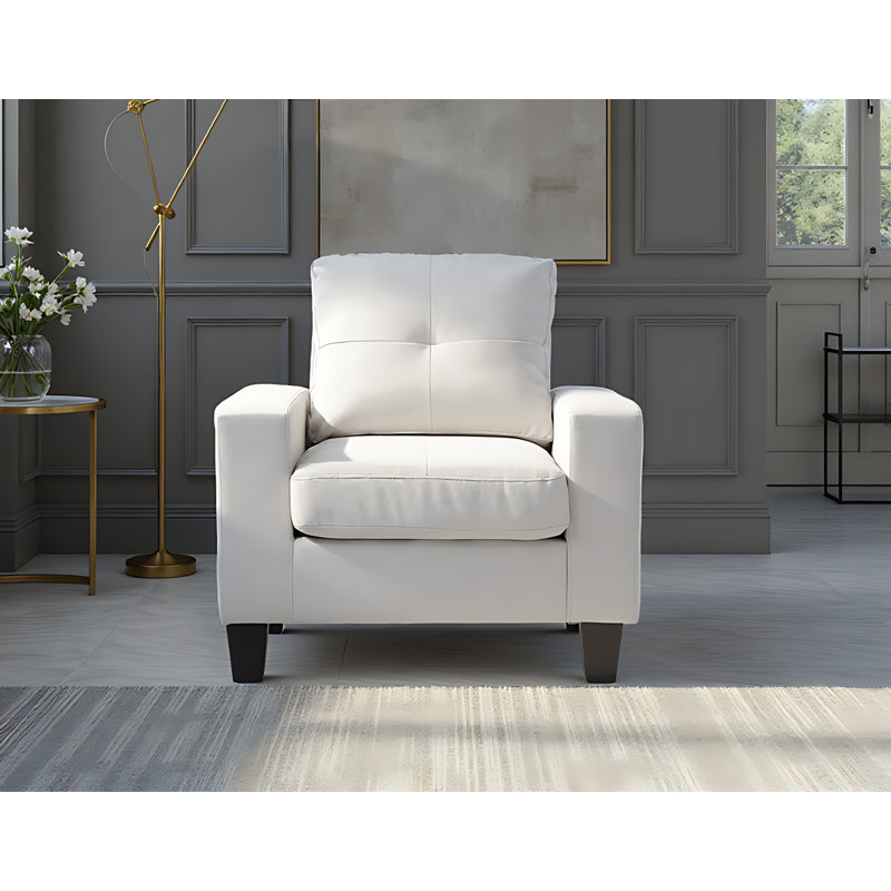Fauteuil club en similicuir Worthen, Similicuir blanc
