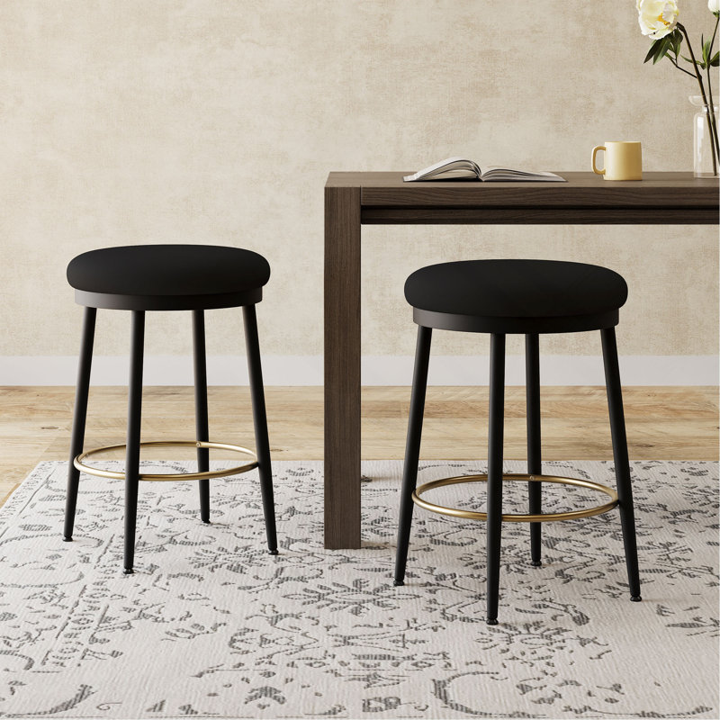 Tabourets de comptoir modernes, tabourets de comptoir noirs avec structure en fer, coussin éponge, repose-pieds, convenant à la cuisine / chambre / salle à manger