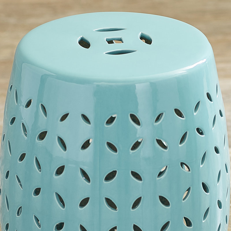 Tabouret de jardin en céramique Feliciana, Turquoise clair