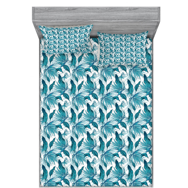 Microfiber Floral Sheet Set, Queen Sheet Set with Fitted Sheet