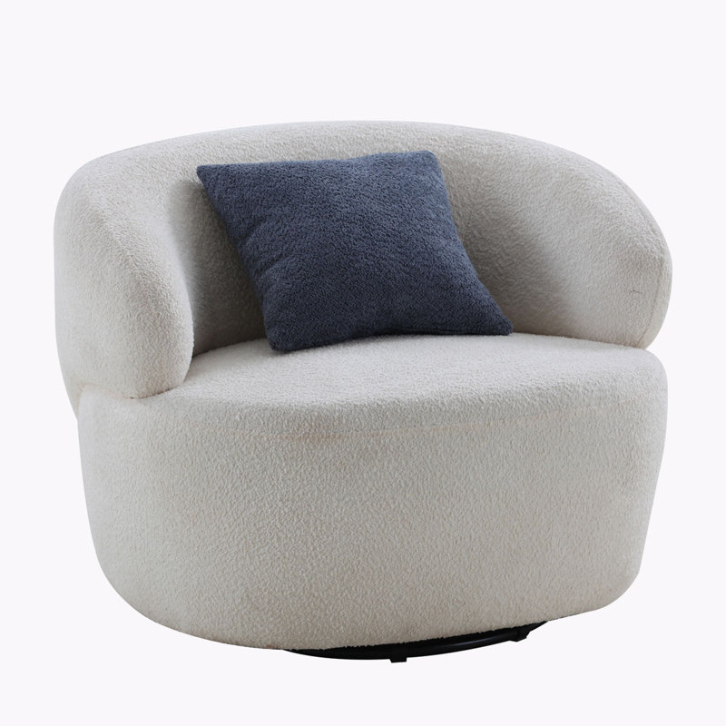 Deahna Upholstered Swivel Accent Chair, White Boucle