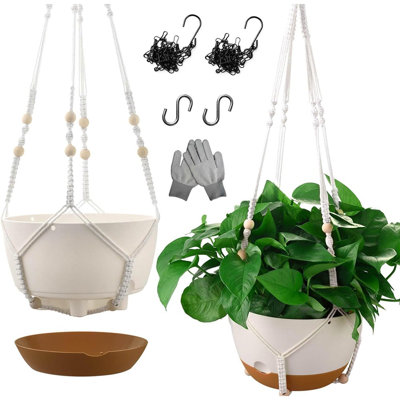 10 Inch Hanging Planters For Indoor Plants,set Of 2 Hanging Pots For Plants With Self-watering, Outdoor Hanging Plant Pot With Drainage And 2 Kinds Of Hanging Baskets Hangers For Home Decor And Garden