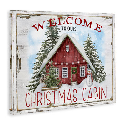Art mural sur toile «Christmas Cabin Welcome» par Creatif Belle