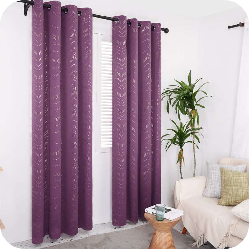Abrahamsen Blackout Curtain Pair, Purple, 46cm Width x 229cm Drop