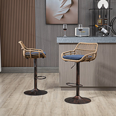 Modern Swivel Bar Stools Set Of 2 Adjustable Counter Height Chairs With Footrest For Kitchen
