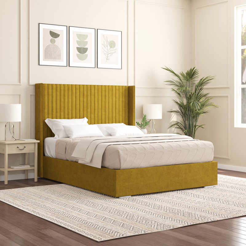 Shelton Upholstered Bed Frame, Small Double (4'), Turmeric