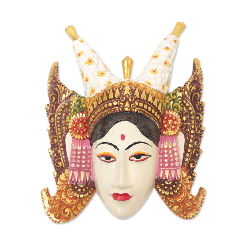 Magnifique masque de bois legong dancer