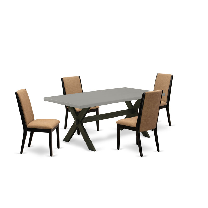 Ensemble de salle à manger pour 4 personnes en bois d'acacia massif, 5