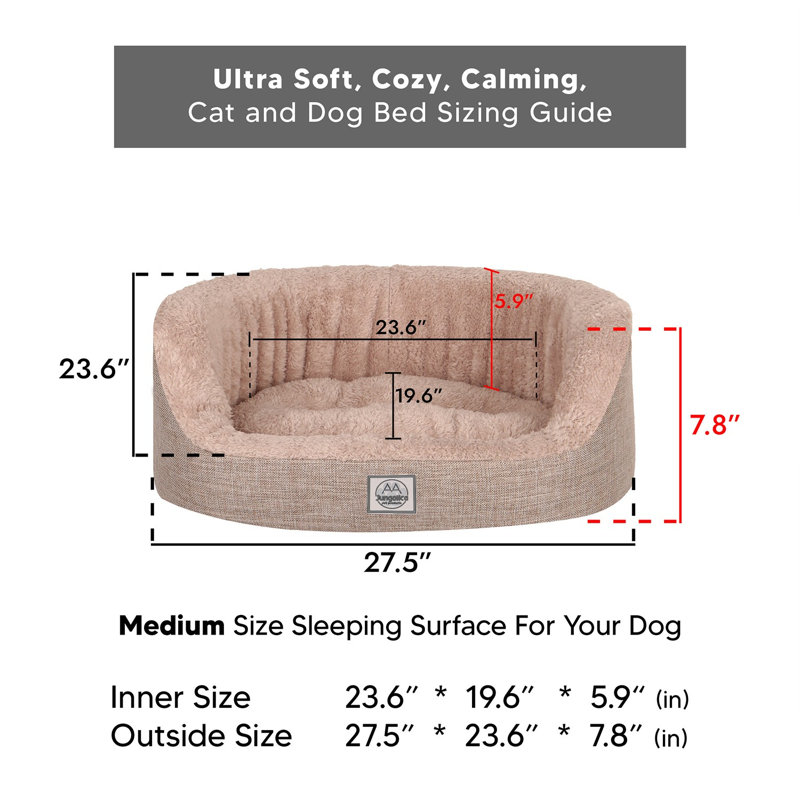 Jungolica Orthopedic Memory Foam Pet Bed, 70cm H x 60cm W x 20cm D, Beige