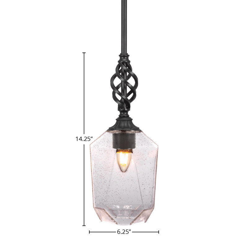 Mini-luminaire suspendu suspendu Elegté avec finition en verre noir mat de 6,25 po