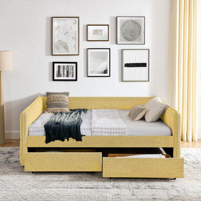 Queen Size Upholstered Daybed With 2 Drawers