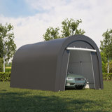10' X 15' Domed Carport, Portable Garage With 2 Roll Up Doors