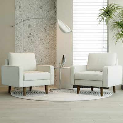Ensemble de 2 chaises d'appoint à accoudoirs carrés et canapé Bridgeview, blanc, 2 pièces