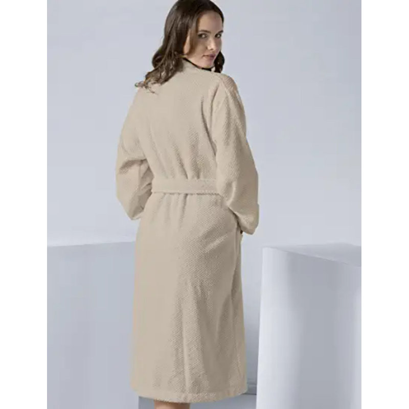 Peignoir 100% coton en ratine avec poches, Beige, L