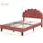 Bean Paste Red Bed With Velvet Flower Headboard - Upholstered Platform, Wood Frame, Extra Comfort, Partial Assembly, Easy Setup Full Size Platform In Red, Build, No Foundation Needed, Airy Mattress-771918476-771918477