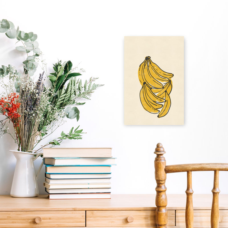 «Yellow Banana Bunch Modern Organic Fruit Tropical», reproduction d'art murale, 18" H x 12" W