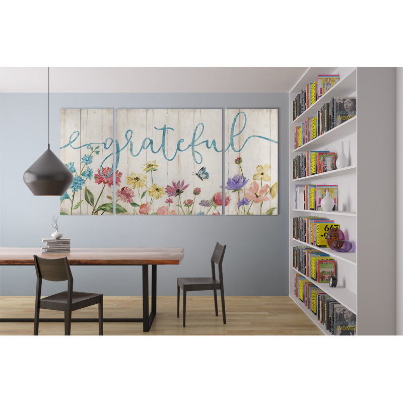 «Grateful Wildflowers», ensemble de 3 impressions sur toile, H 24 po x l 48 po x P 1,5 po