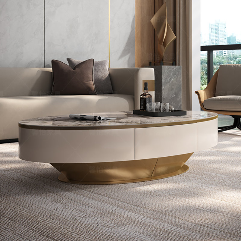 Table basse ovale avec plaque supérieure de qualité supérieure