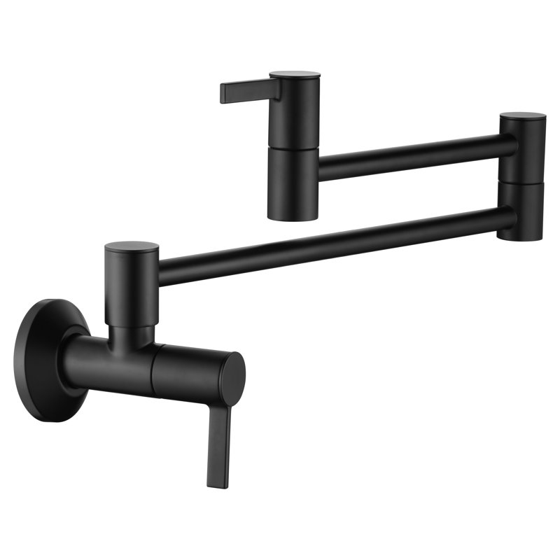 Euro Collection 4gpm Wall Mount Contemporary Kitchen Pot Filler Faucet - Matte Black, Matte Black